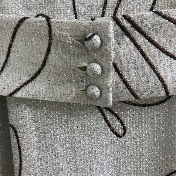 Lilli Diamond Vintage 70s Lurex Floral Print Bell Sleeve Maxi Dress L - Picture 5 of 11